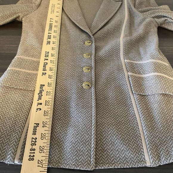 St John Wool Blend Blazer Size 8 Terra Sand/sage *tiny Flaw* Office Neutral - Picture 9 of 11
